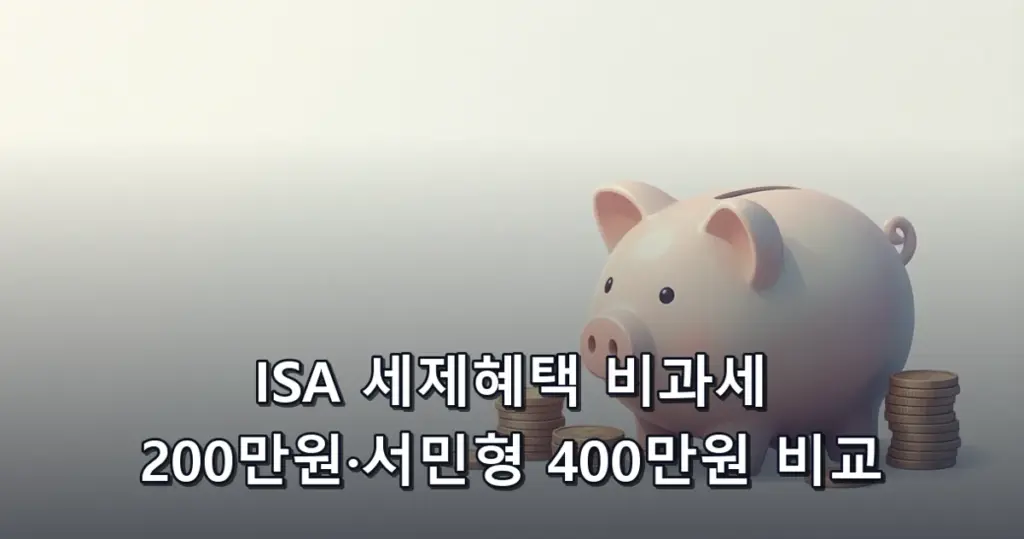 ISA 세제혜택 비과세 200만원·서민형 400만원 비교