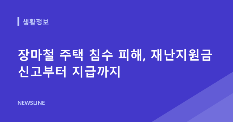 장마철 주택 침수 피해, 재난지원금 신고부터 지급까지