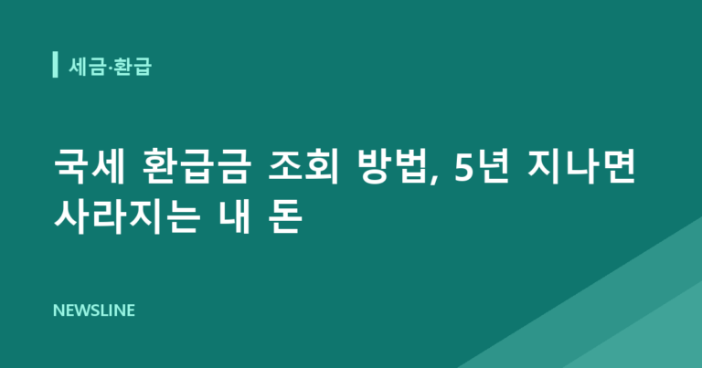 국세 환급금 조회 방법, 5년 지나면 사라지는 내 돈