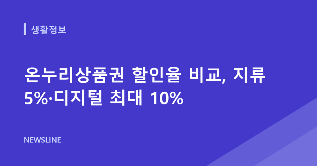온누리상품권 할인율 비교, 지류 5%·디지털 최대 10%