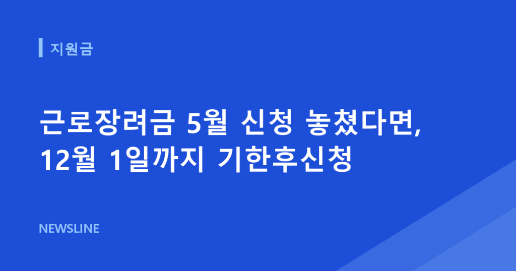 근로장려금 5월 신청 놓쳤다면, 12월 1일까지 기한후신청